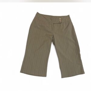 Y2K Low-rise Wide Leg Pedal Pushers Khaki Pinstripe Woman's Large Vintage